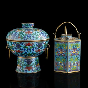 Two Chinese cloisonné items, Qing dynasty/Republic period
