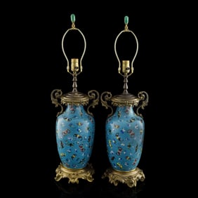 A pair of Chinese cloisonne vase lamps, 19th century