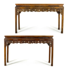 A pair of Chinese hardwood tables