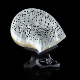 A Chinese carved mother-of-pearl panel, 19th century