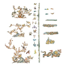 A group of Chinese embroidered insets, 19th century