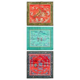 Three Chinese embroideries, 19th century