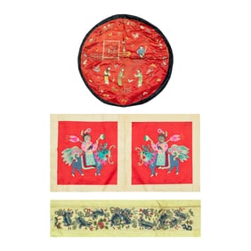 A group of Chinese embroideries, 19th century