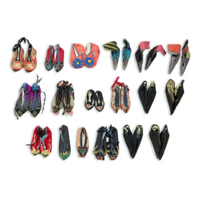 A group of Chinese embroidered shoes, Qing dynasty