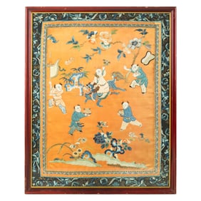 A Chinese 'children playing' embroidery, 19th century
