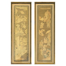 A pair of Chinese kesi 'figural' embroideries, 19th century
