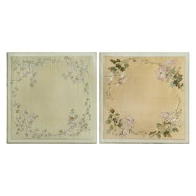 A pair of Chinese 'floral' embroideries, early 20th century