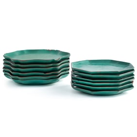 Twelve Chinese green-glazed zisha plates, Republic period