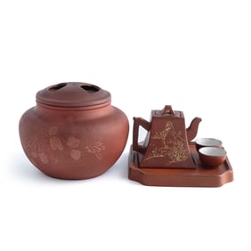 A Chinese zisha tea set, Republic period or earlier
