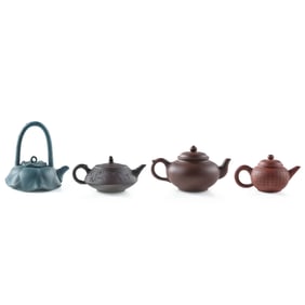 Four Chinese zisha teapots, Contemporary