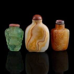 Three Chinese snuff bottles, Qing dynasty