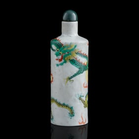 A Chinese famille rose 'dragon' snuff bottle, Republic period or later