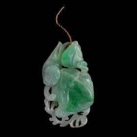 A Chinese jadeite 'monkey' pendant, 19th century