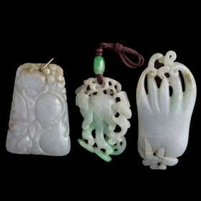 Three Chinese jadeite pendants, Qing dynasty/Republic period