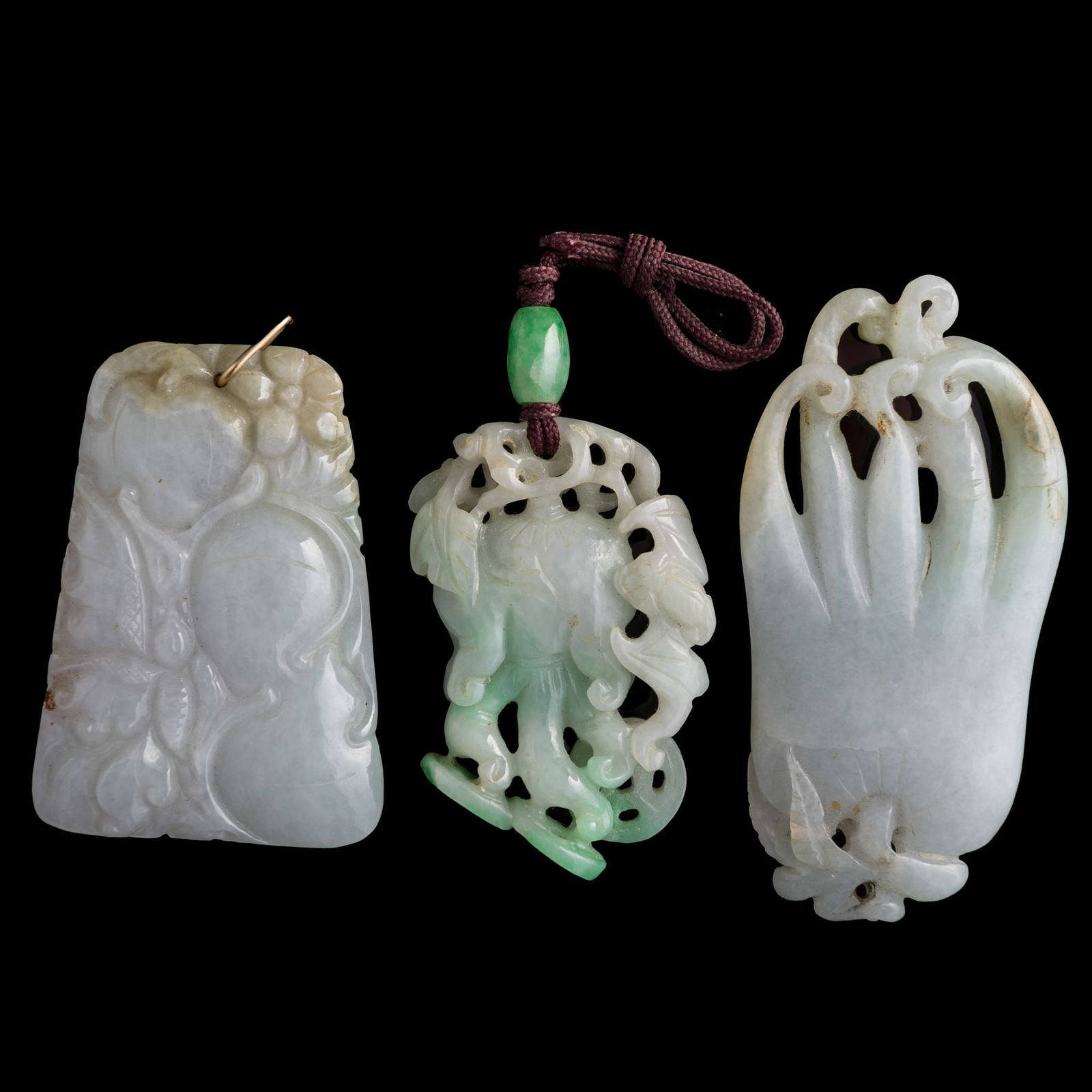Three Chinese jadeite pendants, Qing dynasty/Republic period (1 of 7)