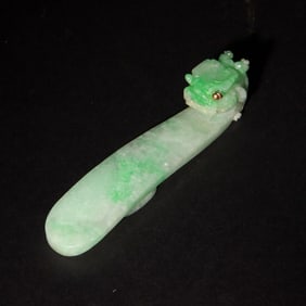 A Chinese jadeite dragon hook, 19th century