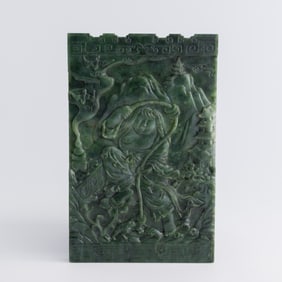 A Chinese spinach jade 'Liuhai' table screen
