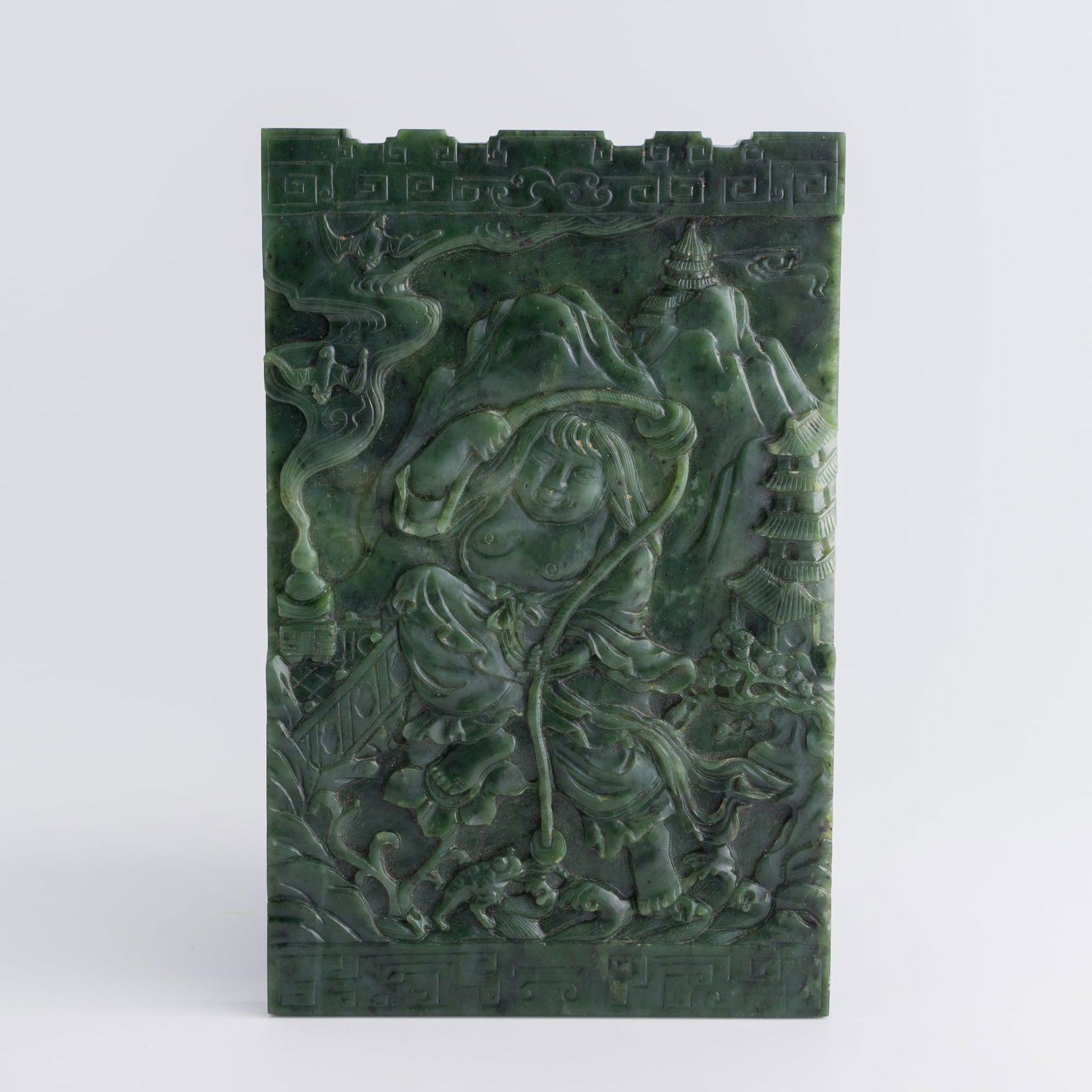 A Chinese spinach jade 'Liuhai' table screen (1 of 8)