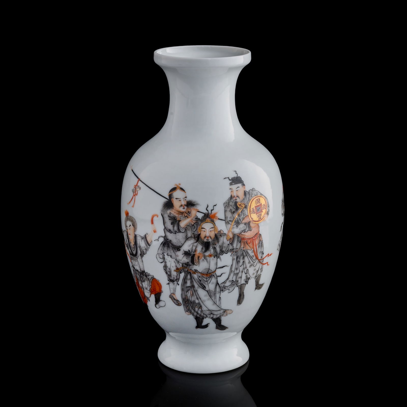 A Chinese iron-red and black-enamel 'figural' vase, Republic period (1 of 9)