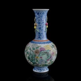 A Chinese blue-and-white and famille rose vase, Republic period