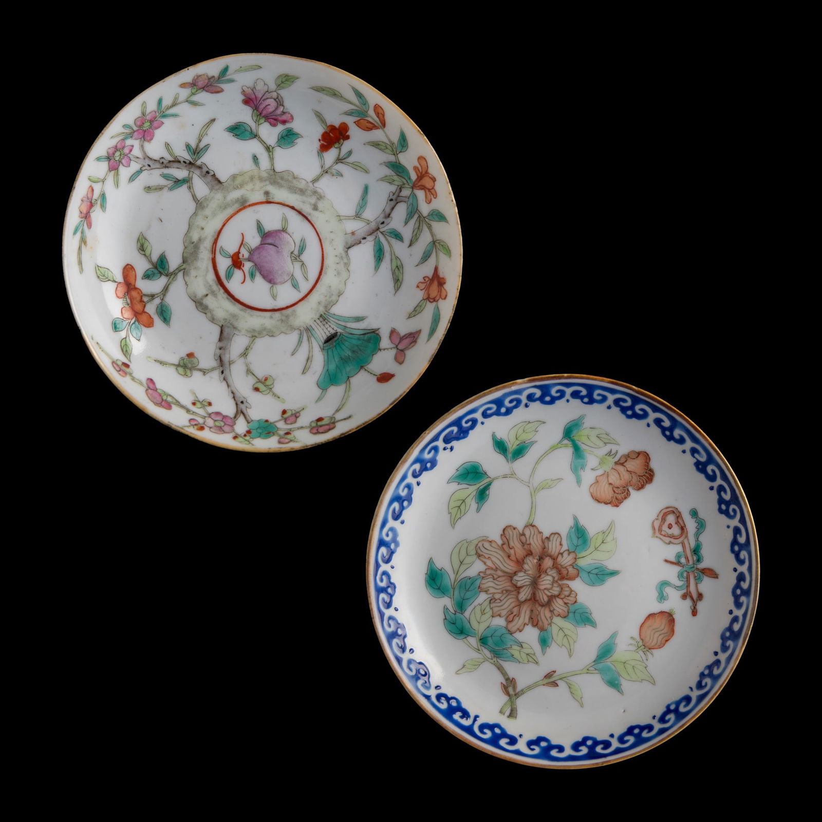 Two Chinese famille rose 'floral' dishes, 19th century (1 of 7)