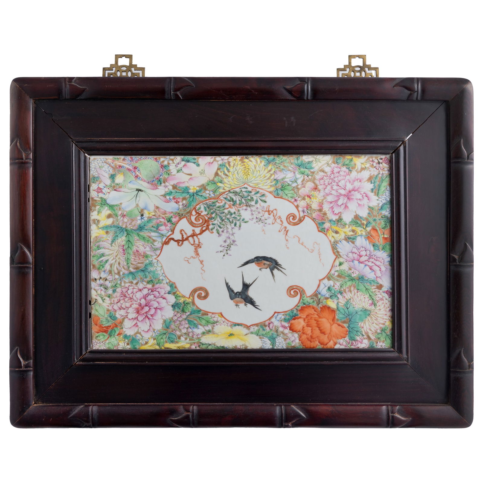 A Chinese famille rose porcelain plaque, Republic period (1 of 5)