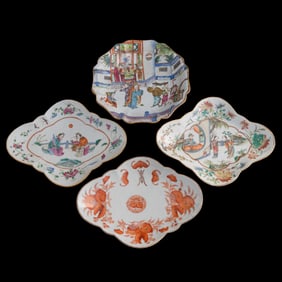 Four Chinese famille rose fruit dishes, 19th century