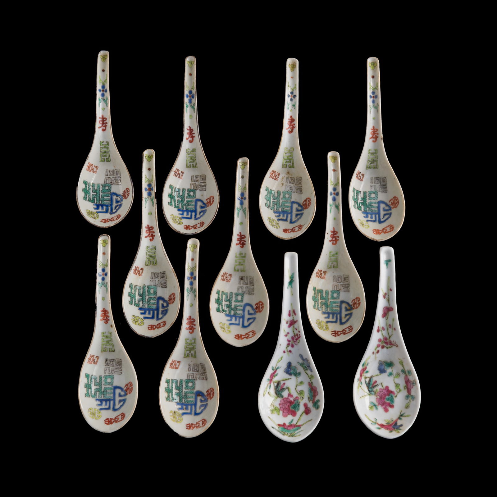 Eleven Chinese famille rose spoons, 19th century (1 of 12)