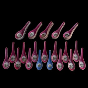 Fifty-five Chinese famille rose spoons, Republic period