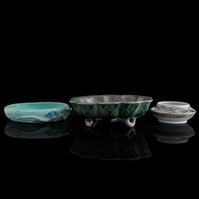 Three Chinese ceramic washers, Qing dynasty/Republic period