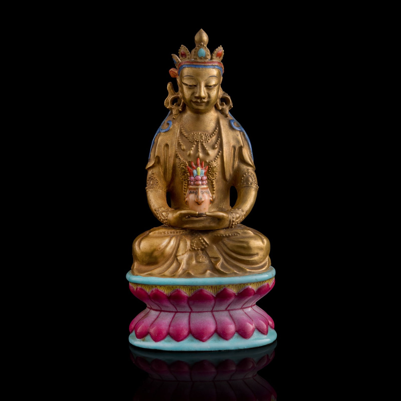 A Chinese famille rose figure of Amitayus Buddha, Qianlong period, Qing dynasty (1 of 10)