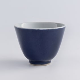 A Chinese blue-glazed cup, Qing dynasty