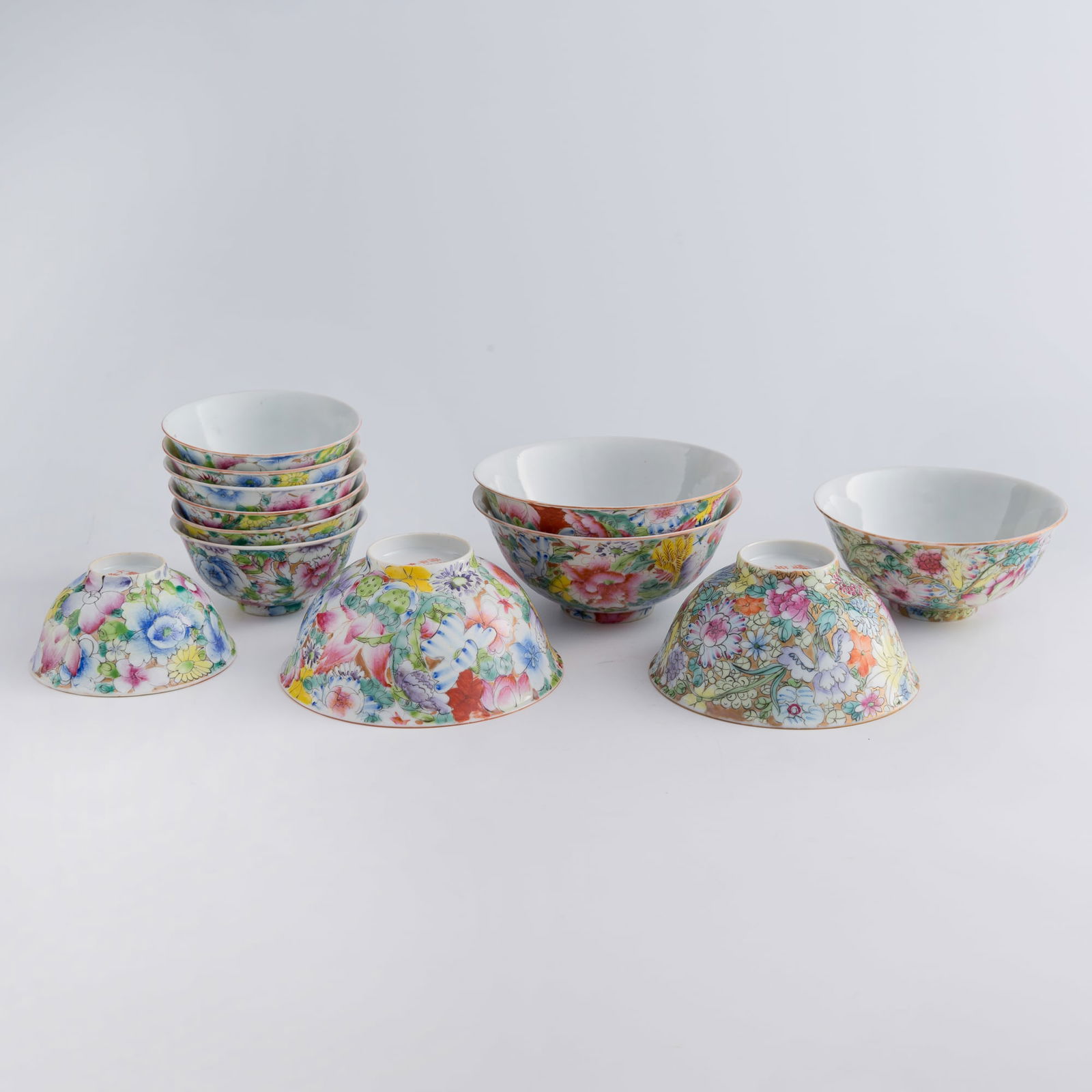 Twelve Chinese famille rose 'floral' bowls, Guangxu period, Qing dynasty (1 of 10)
