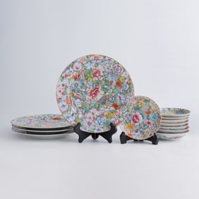 Twelve Chinese famille rose 'floral' plates, Republic period