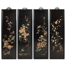 A set of four Chinese hardstone-inlaid screens, 19th century