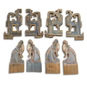 Eight Chinese painted-lacquer wooden plaques, 18th/19th century