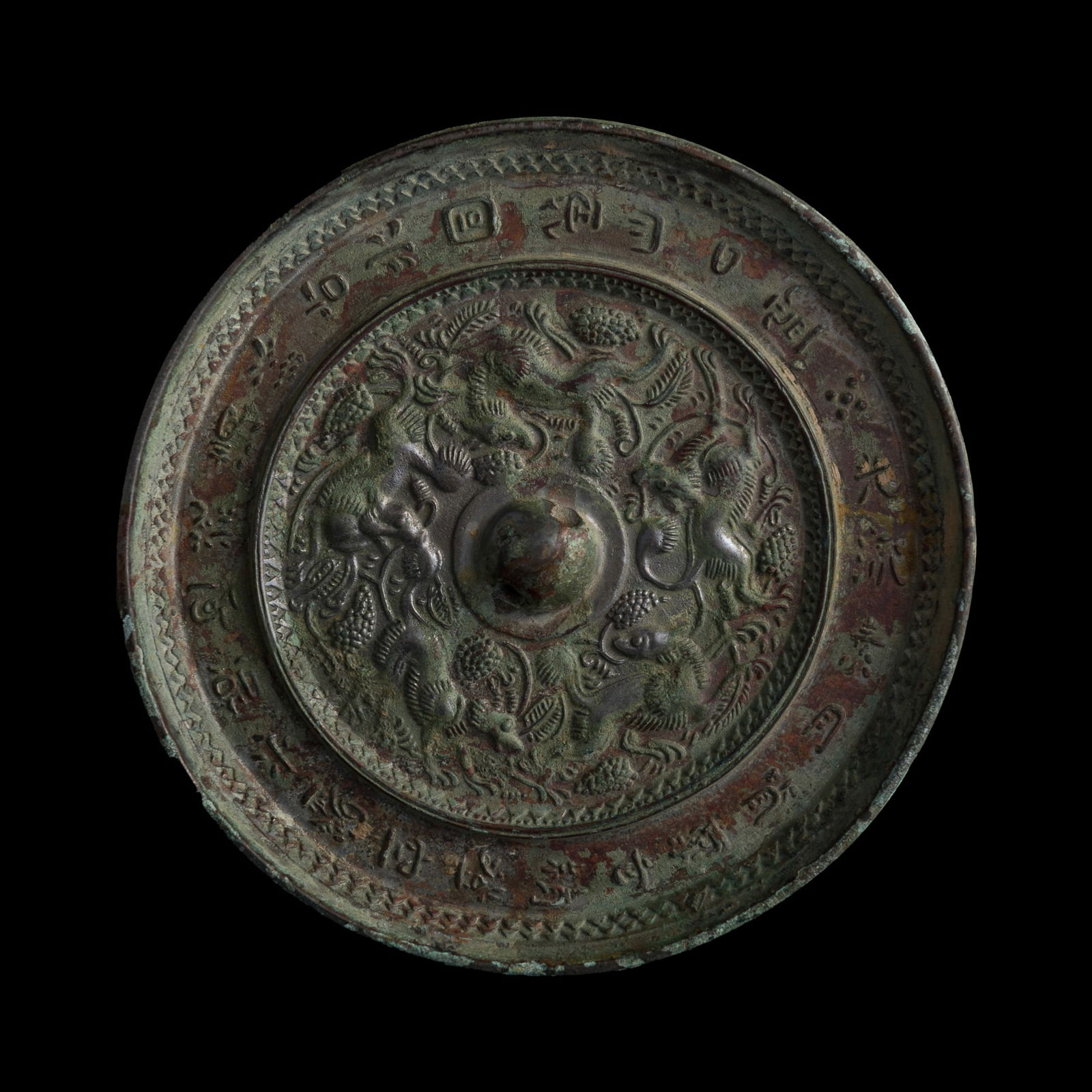 A Chinese bronze mirror, Tang dynasty (1 of 7)