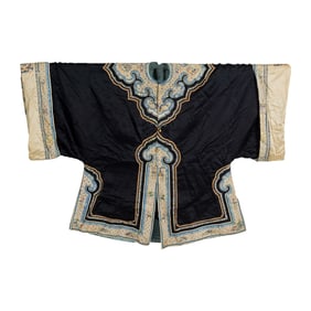 A Chinese blue-ground embroidered lady's robe, 19th century