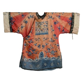 A Chinese red-ground embroidered robe, 19th century
