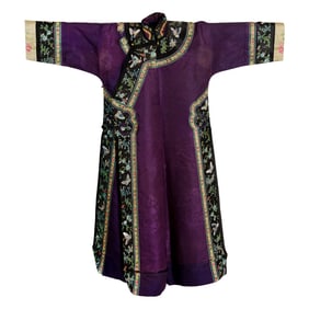 A Chinese purple-ground embroidered lady's robe, 19th century