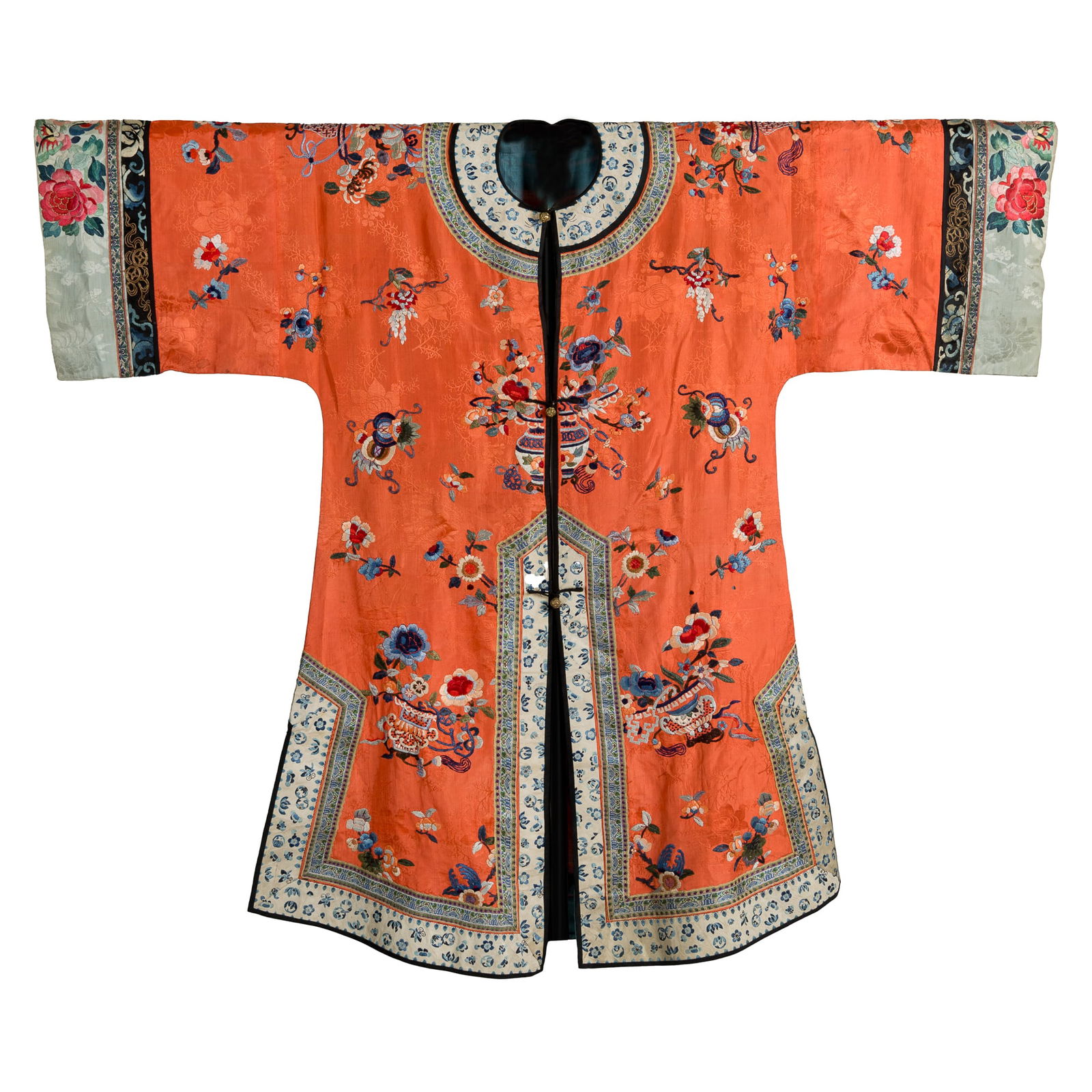 A Chinese red-ground embroidered lady's robe, 19th century (1 of 7)