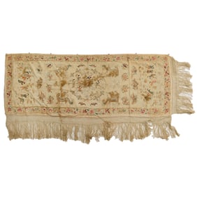 A Chinese embroidered silk tablecloth, 19th century