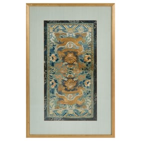 A Chinese couched-gold 'dragon' embroidery, 19th century