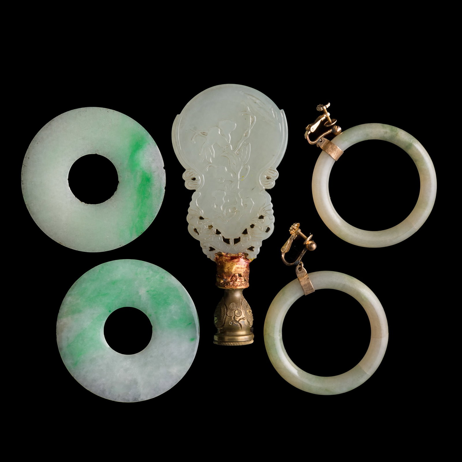 Five Chinese jadeite and jade articles, Qing dynasty (1 of 7)
