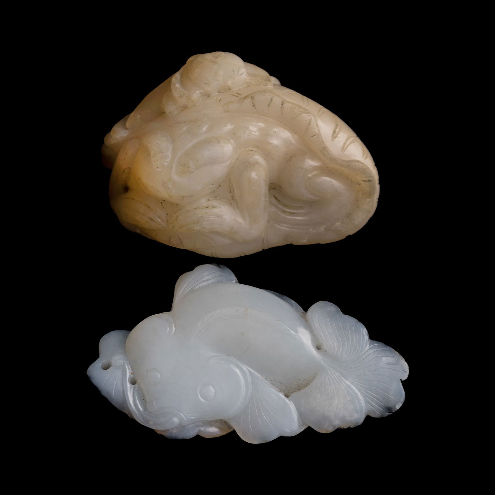 A Chinese jade catfish and a toad, 19th century (1 of 10)