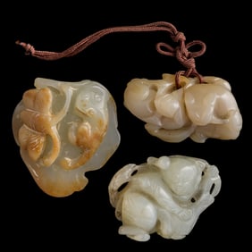 Three Chinese jade pendants, Ming/Qing dynasty