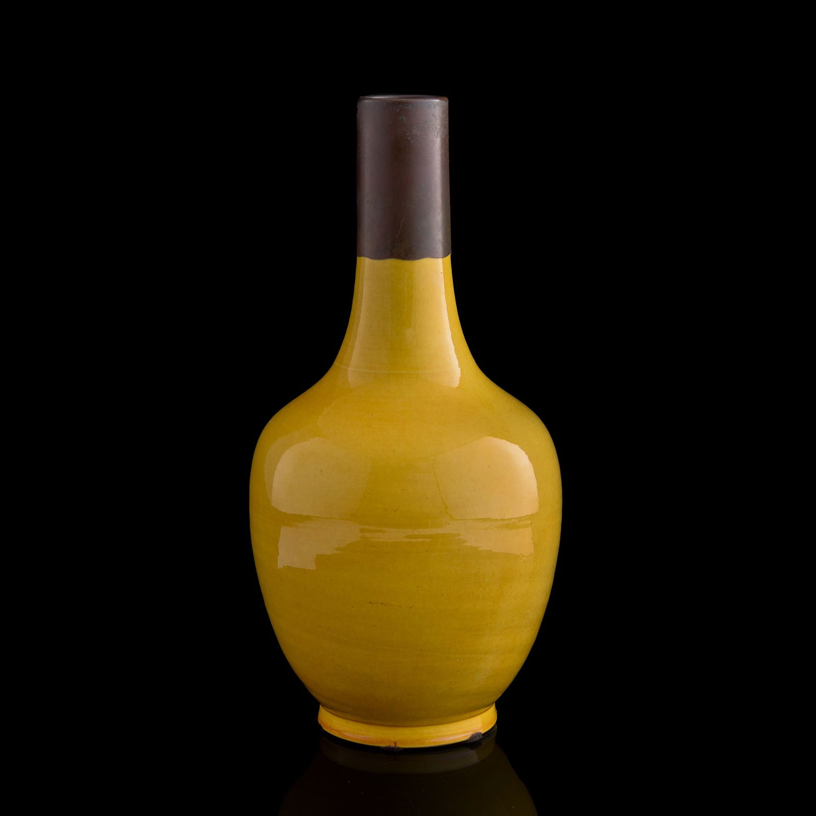 A Chinese yellow-glazed vase, Qing dynasty (1 of 8)