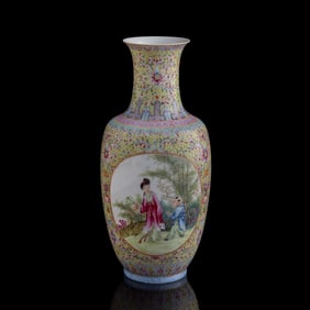 A Chinese famille rose 'lotus scrolls' vase, Republic period