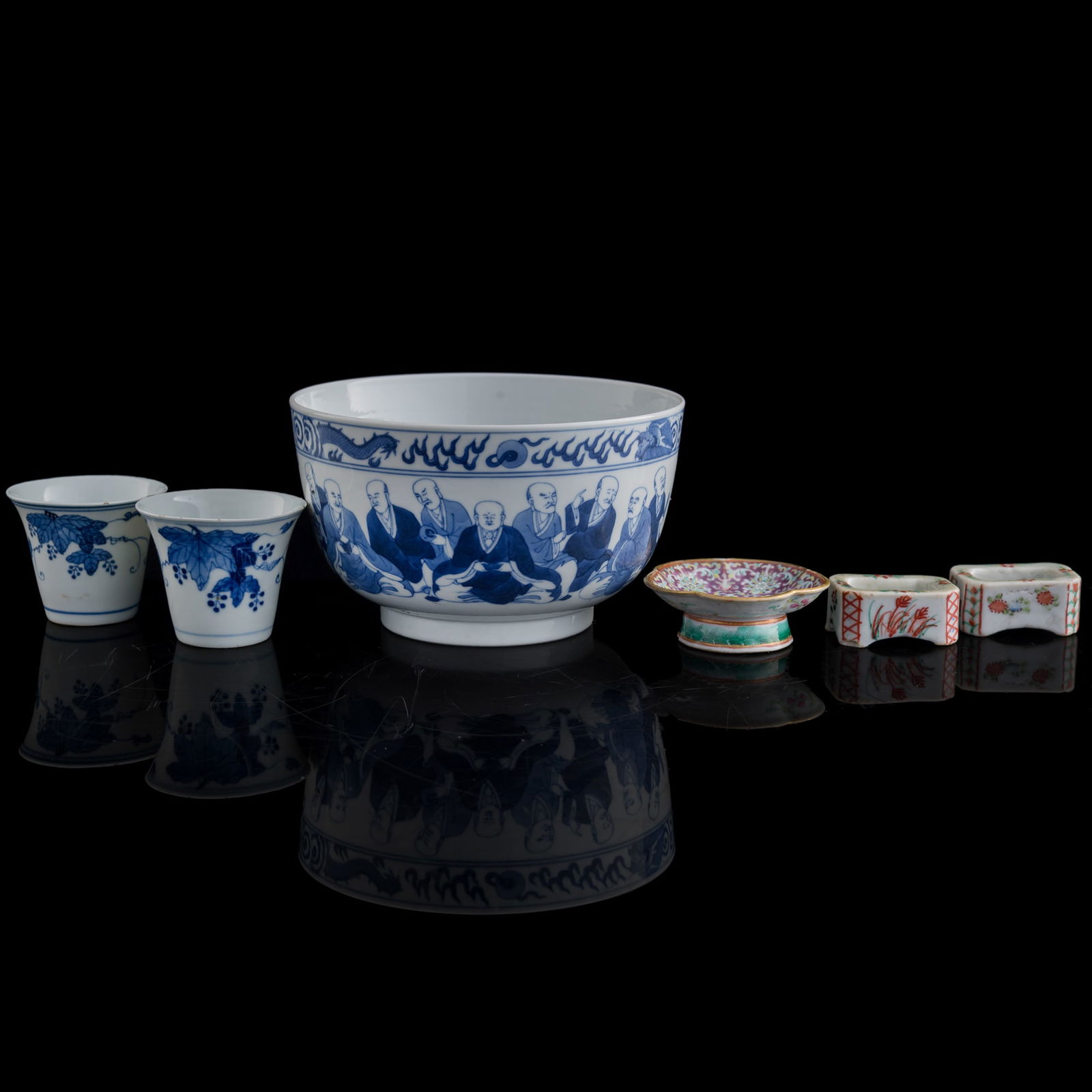 Six various porcelain items, 19th century (1 of 16)