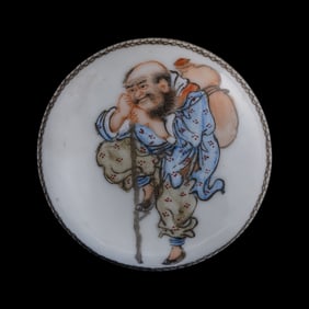 A Chinese famille rose 'figural' seal paste box, Republic period